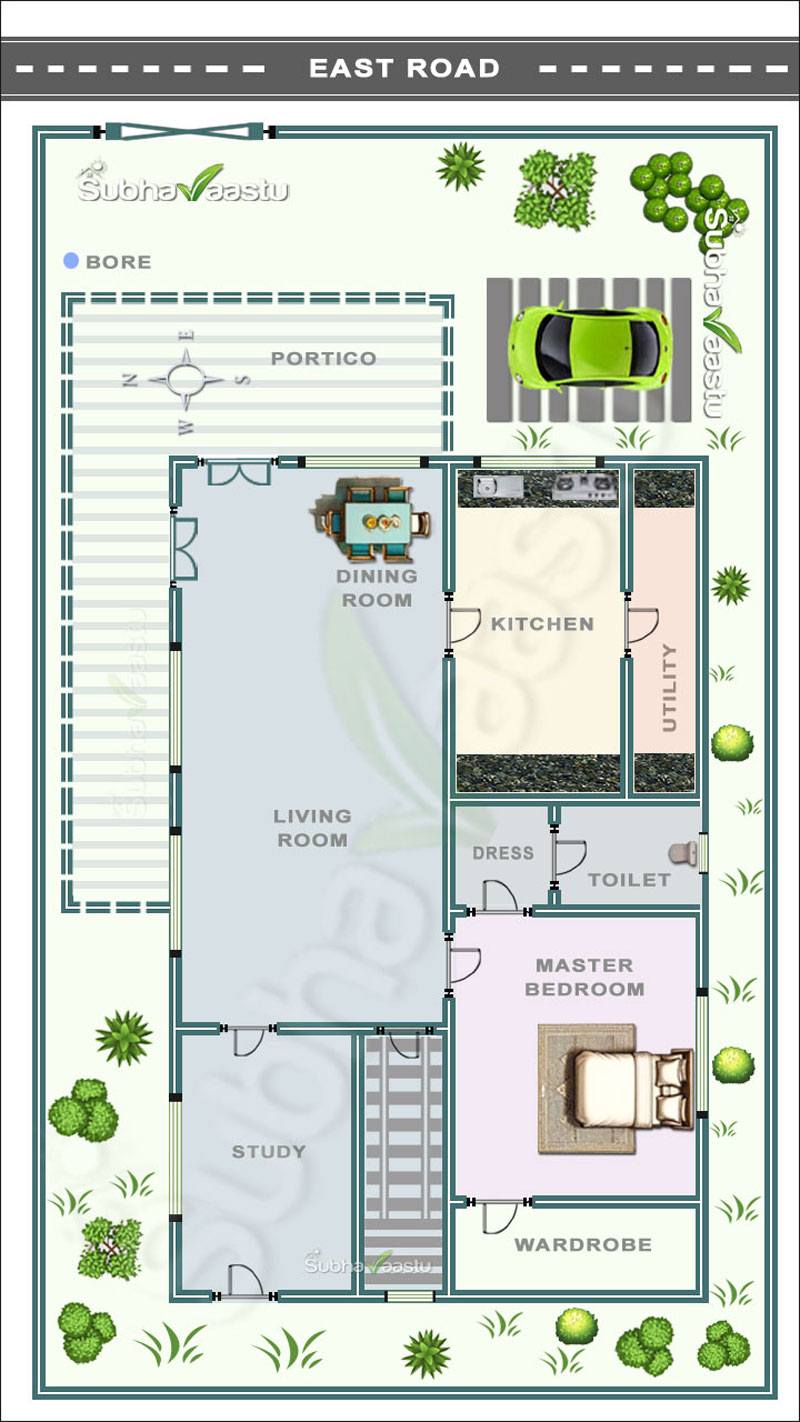 30X40 East facing House floor plan