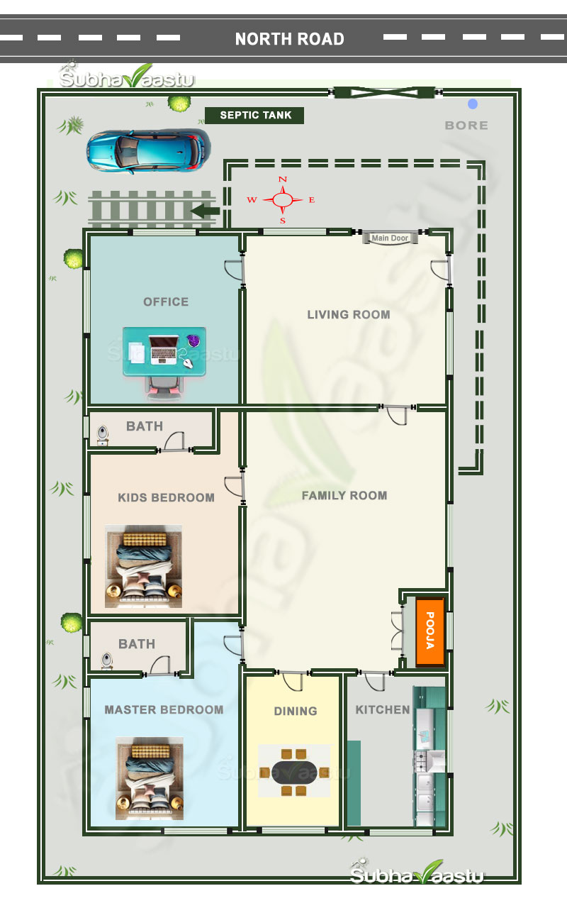 35X45 North home with vastu featured plan