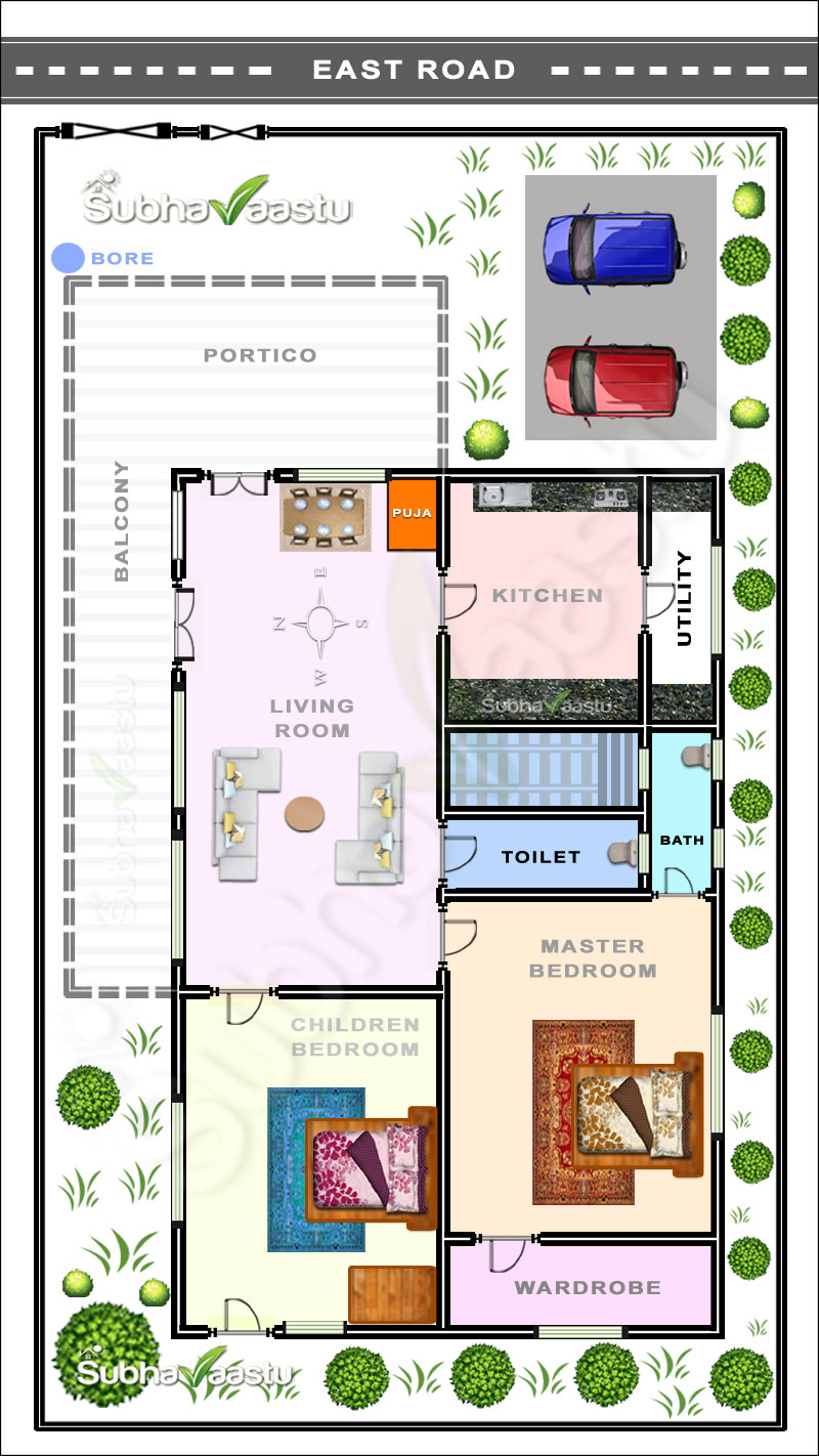 40X60 East facing House floor plan