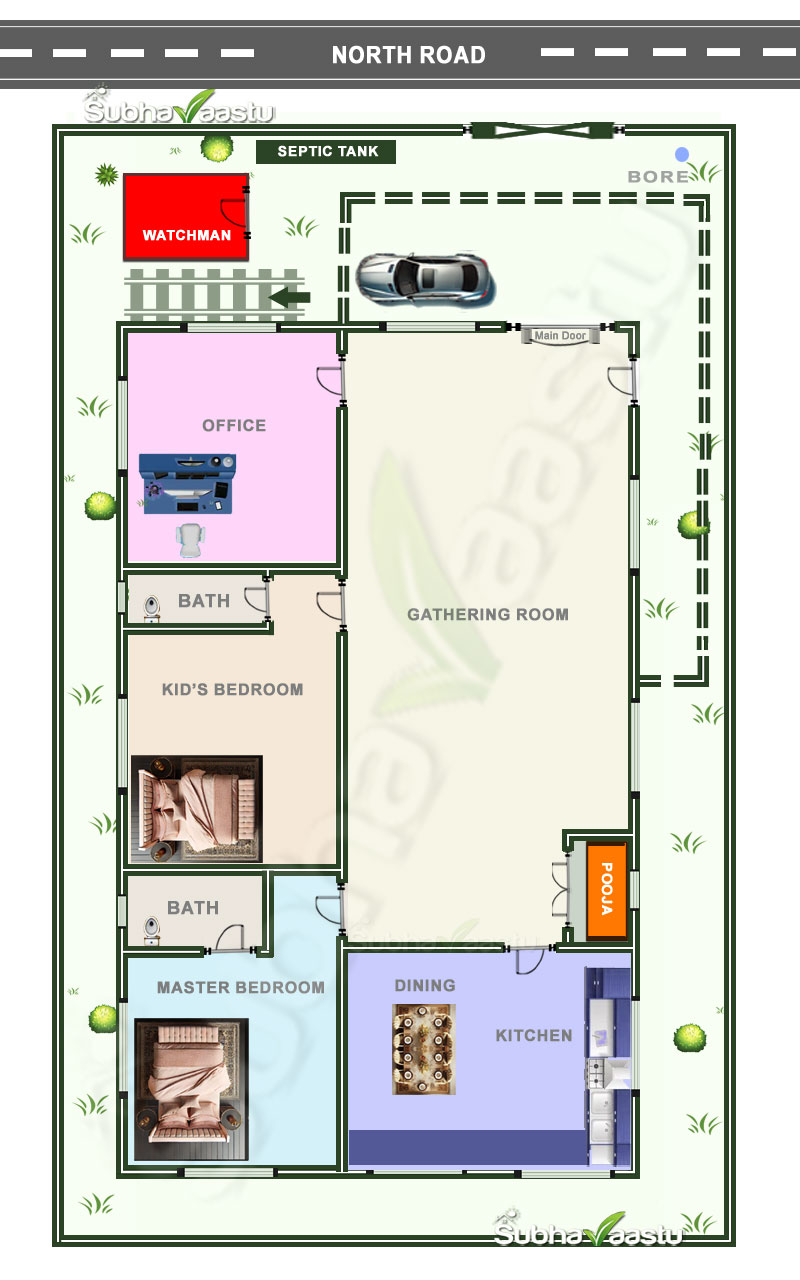 40X60 perfect North Vastu home plan