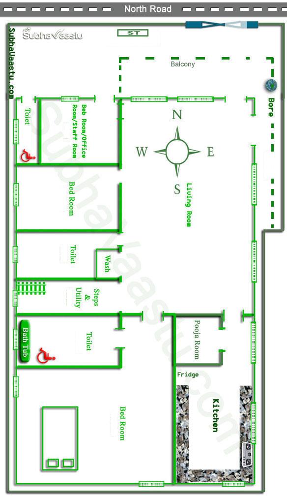 North Facing Vastu House Floor Plan