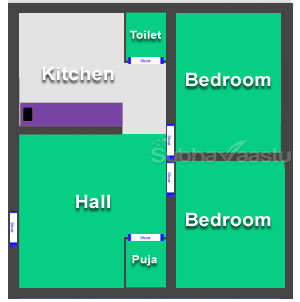 Pooja room opposite to toilet